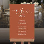 Heart Script Terracotta Table Number Seating Chart<br><div class="desc">These elegant terracotta heart script double-sided table number seating chart cards are perfect for all celebrations. Designed by Thisisnotme©</div>