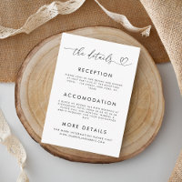 Heart Script Wedding Details Minimalist White