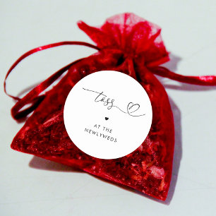Heart Script Wedding Favour Petal Toss Minimalist Classic Round Sticker