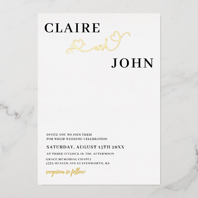 Heart Script Wedding Invitation (Front)