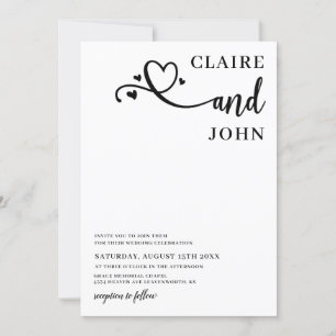 Heart Script Wedding Invitation
