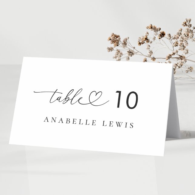 Heart Script Wedding Place Card with Guest Name (Creator Uploaded)
