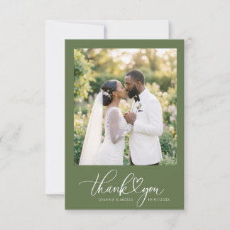Heart Script Wedding Thank You Card