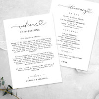 Heart Script Wedding Welcome Letter Itinerary Card
