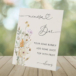 Heart Script Wildflowers Bridal Shower Mimosa Bar Pedestal Sign