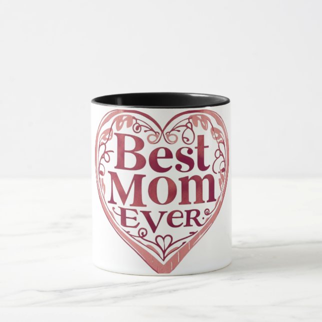Heart Scroll Best Mum Ever Mothers Day Mug (Center)