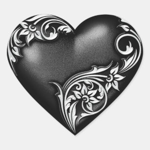 Heart Scroll Black Sticker