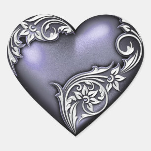 Heart Scroll Dark Violet Heart Sticker