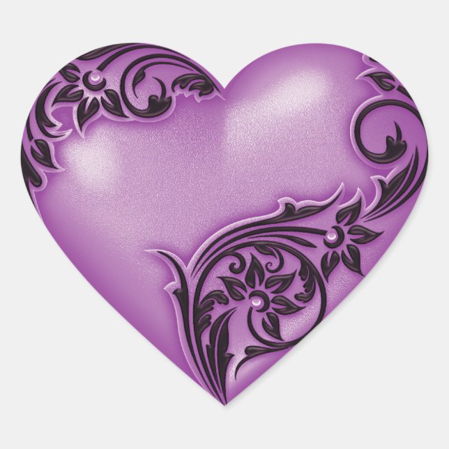 Heart Scroll Phlox w Black Heart Sticker (Front)