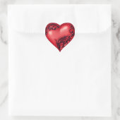 Heart Scroll Red w Black Heart Sticker (Bag)