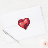 Heart Scroll Red w Black Heart Sticker (Envelope)