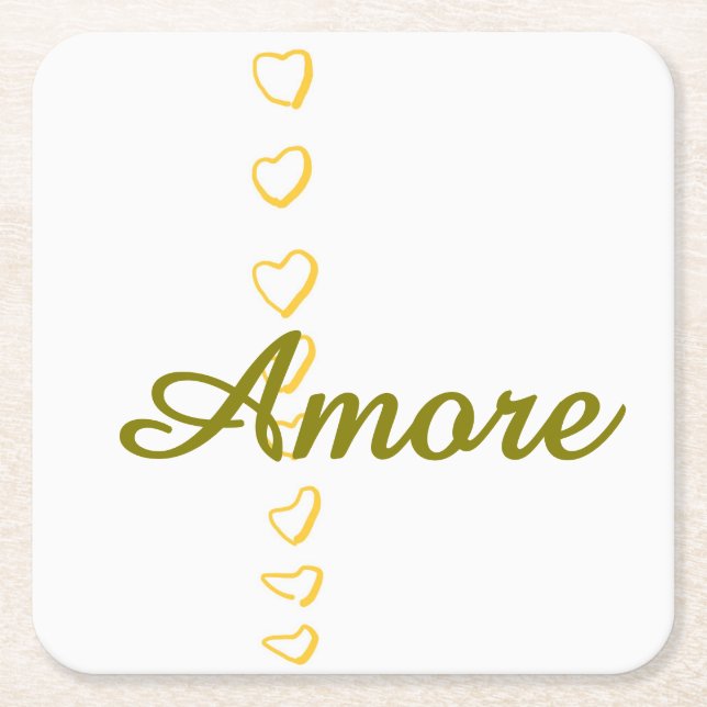 Heart Scroll  Square Paper Coaster (Front)