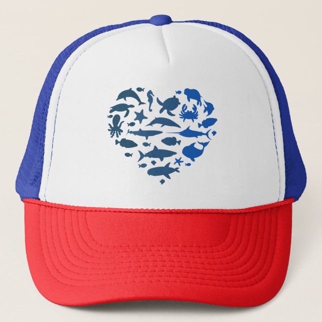Heart sea animals trucker hat (Front)