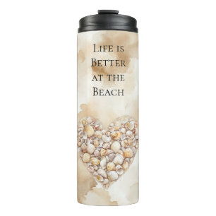 Heart Sea Shells Sand Thermal Tumbler