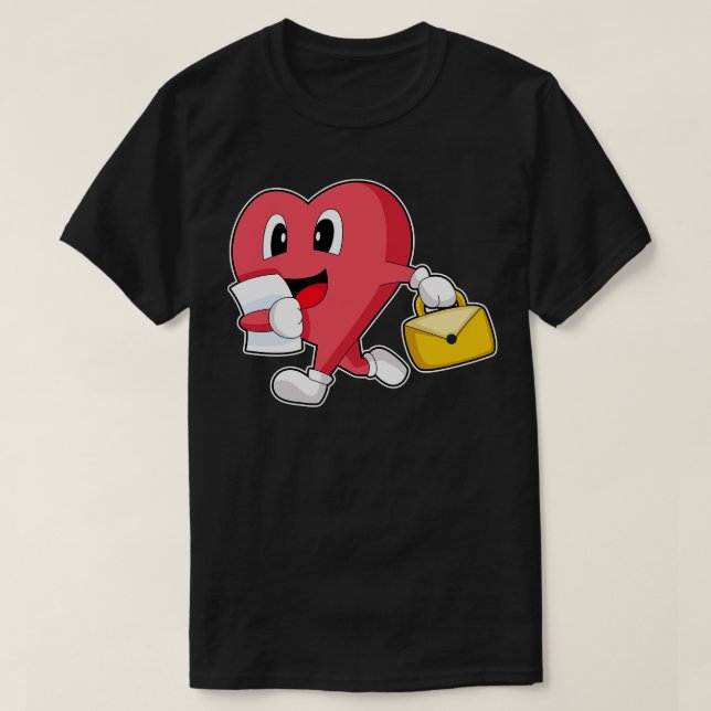Heart Secretary Briefcase T-Shirt (Design Front)