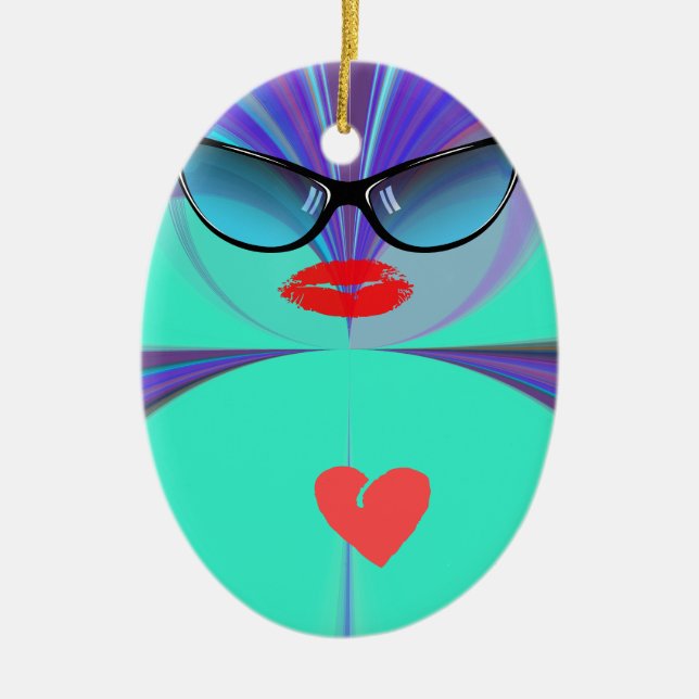 Heart Selfie Ceramic Tree Decoration (Front)