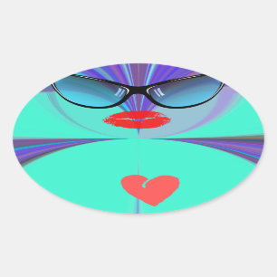 Heart Selfie Oval Sticker