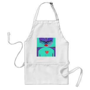 Heart Selfie Whimsical Portrait Teal Background Ap Standard Apron