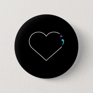 Heart Semicolon Mental Health Awareness 6 Cm Round Badge