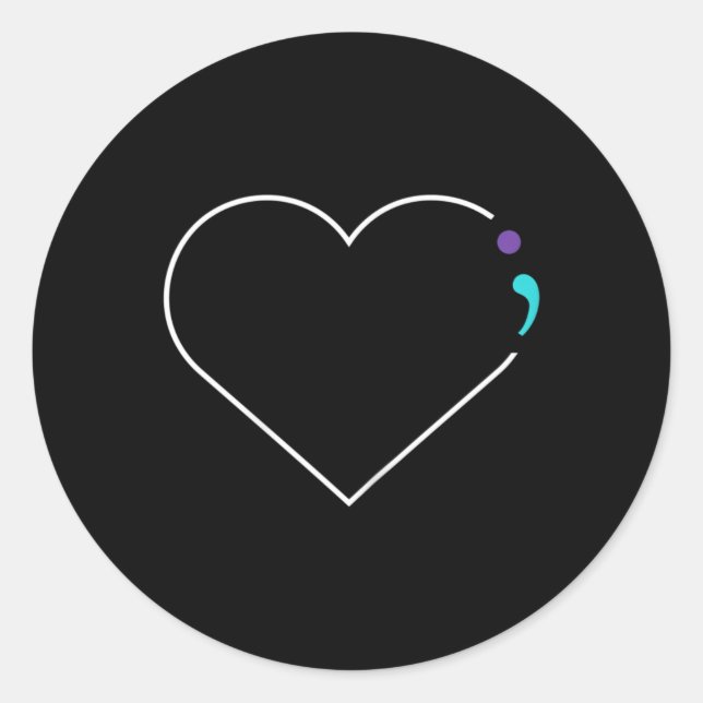 Heart Semicolon Mental Health Awareness  Classic Round Sticker (Front)