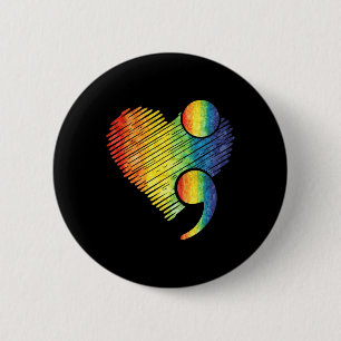 Heart Semicolon Mental Health Suicide Awareness Pr 6 Cm Round Badge