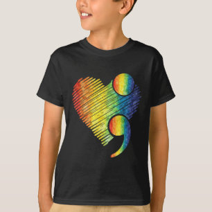 Heart Semicolon Mental Health Suicide Awareness Pr T-Shirt