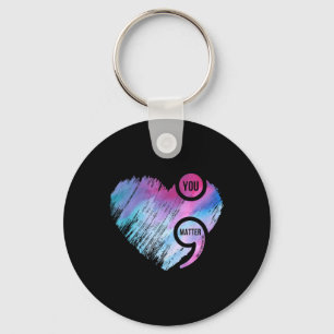 Heart Semicolon Project Suicide Prevention Awarene Key Ring