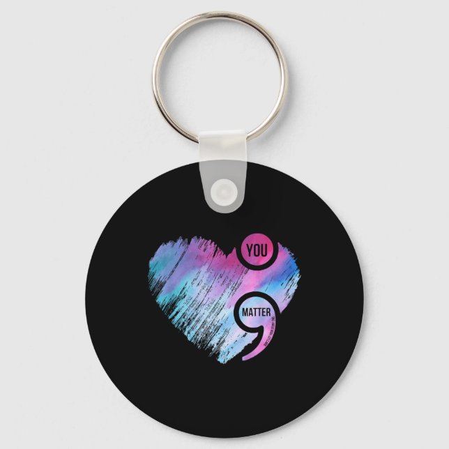 Heart Semicolon Project Suicide Prevention Awarene Key Ring (Front)