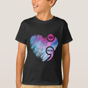 Heart Semicolon Project Suicide Prevention Awarene T-Shirt