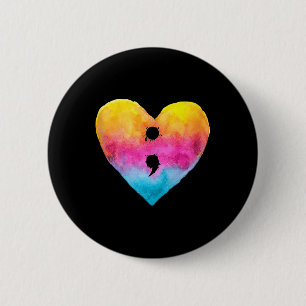 Heart Semicolon Project Suicide Prevention Mental 6 Cm Round Badge