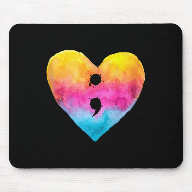 Heart Semicolon Project Suicide Prevention Mental  Mouse Mat (Front)