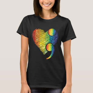 Heart Semicolon Suicide Mental Health Awareness Pr T-Shirt