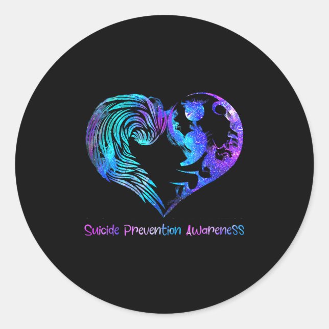 Heart Semicolon Suicide Prevention Awareness Week  Classic Round Sticker (Front)