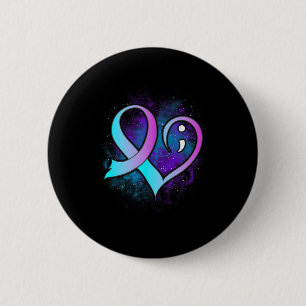 Heart Semicolon Suicide Prevention Mental Health A 6 Cm Round Badge