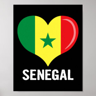 Heart Senegal Flag Men Women Kids Patriotic  Poster