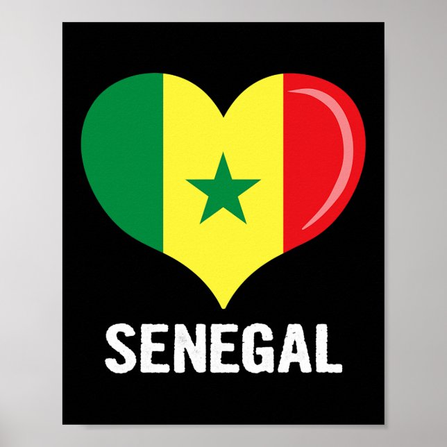 Heart Senegal Flag Men Women Kids Patriotic  Poster (Front)