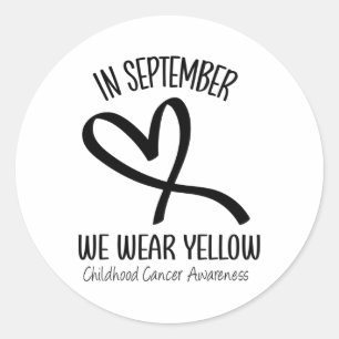 Heart September We Wear Yellow Childhood Cancer Aw Classic Round Sticker