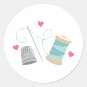 Heart Sewing supplies Classic Round Sticker