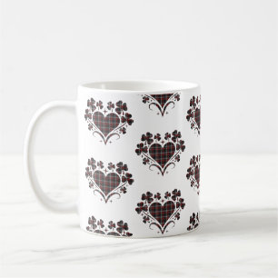 Heart Shamrock Plaid Black Classic Clover Coffee Mug