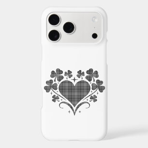 Heart Shamrock Plaid Gray Clover iPhone Case