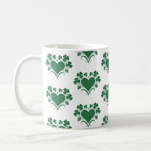 Heart Shamrock Plaid Green Classic Clover Coffee Mug