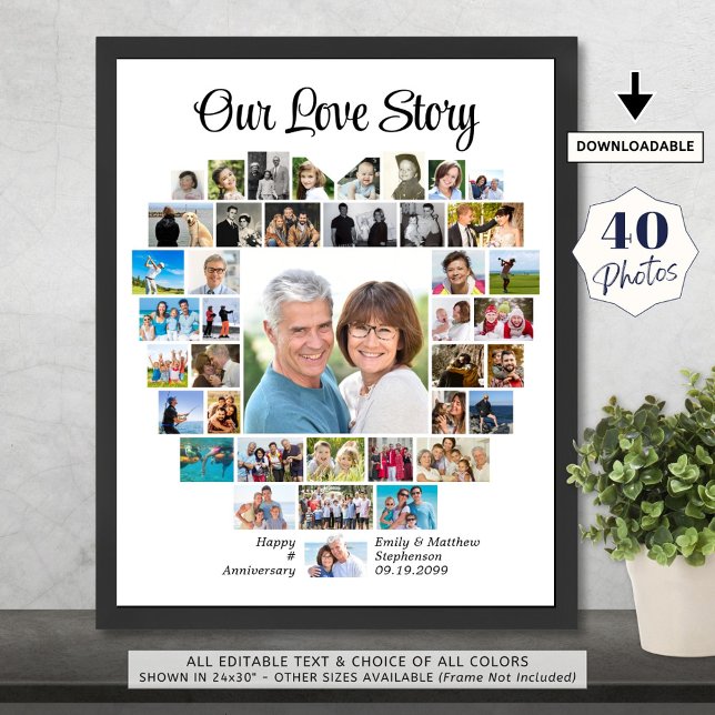 Heart Shape 40 Photo Collage Our Love Story Custom (Creator Uploaded)