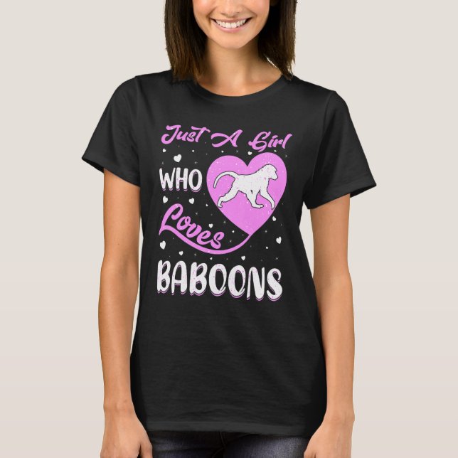 Heart Shape Baboon Just A Girl Who Loves Baboons T-Shirt (Front)