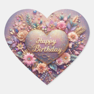 Heart shape birthday sticker