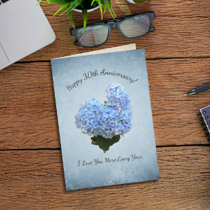 Heart Shape Blue Hydrangea«Anniversary Card