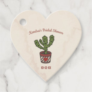 Heart Shape Bridal Shower Personalised Cactus Favour Tags