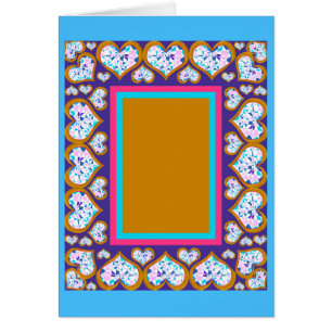 Heart shape diamonds in gold photo frame card