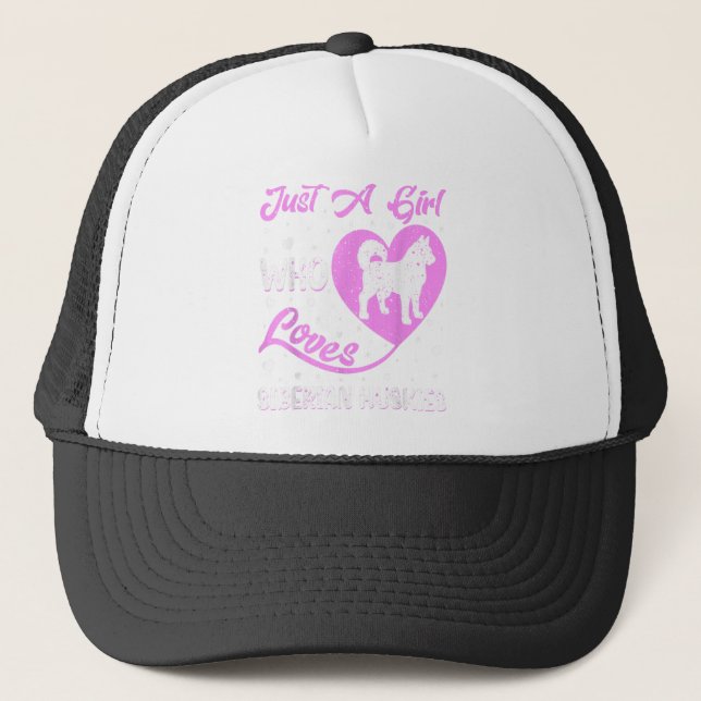 Heart Shape Dog Just A Girl Who Loves Siberian Hus Trucker Hat (Front)