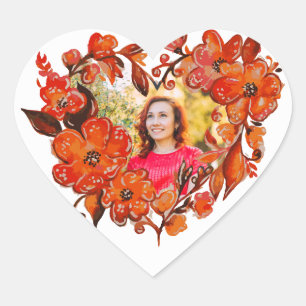 Heart Shape Floral Photo Frame Heart Sticker