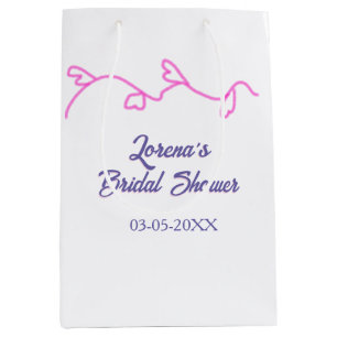 heart shape floral pink purple bridal shower trend medium gift bag